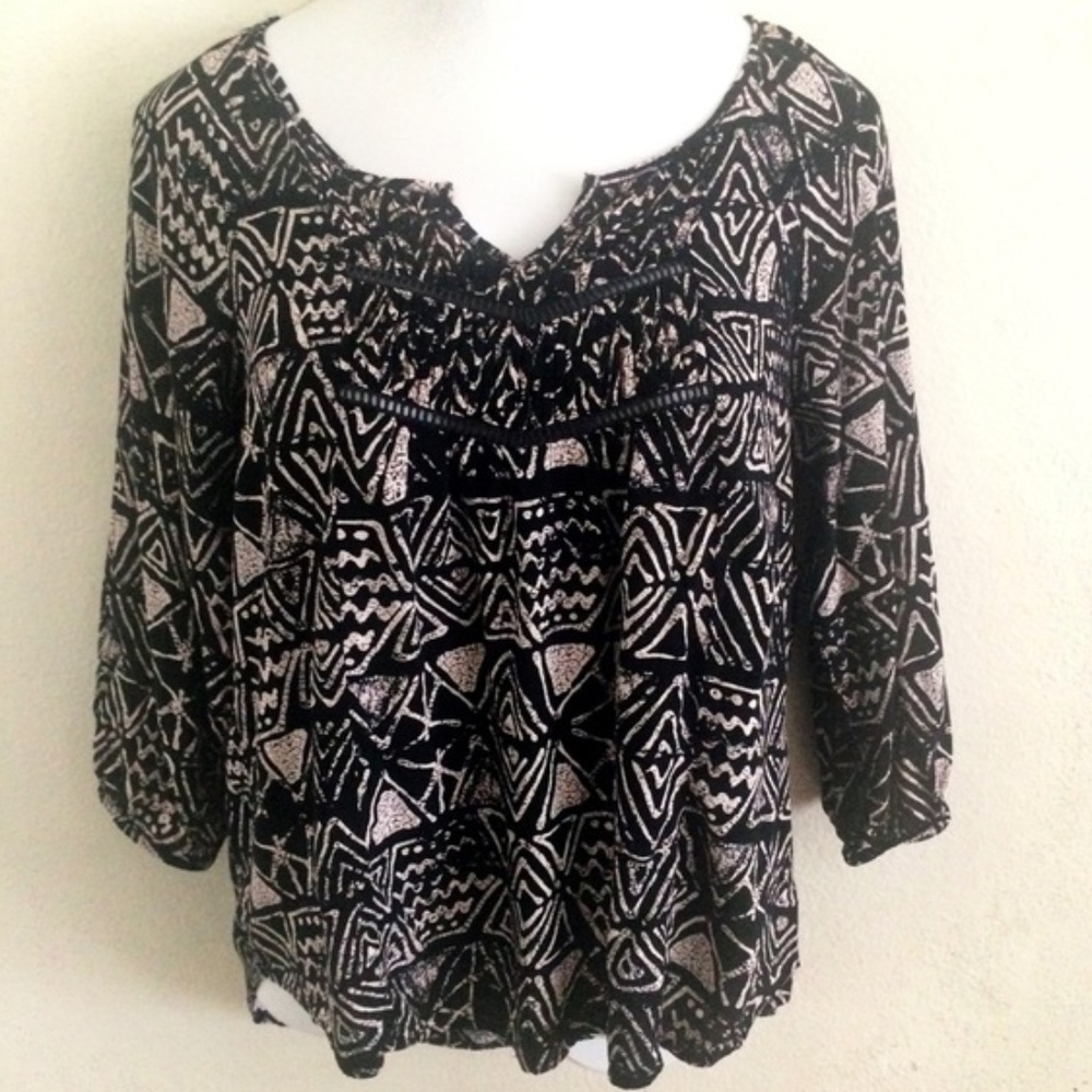 SOLD! Mossimo Tribal Multi-Pattern Print Top XL